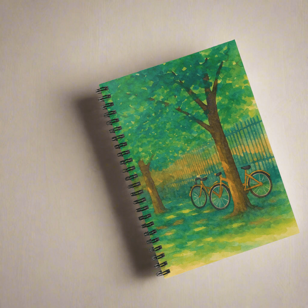Scenic Bicycle Spiral Notebook - Ruled Line for Nature Lovers - MoonShadow Creations