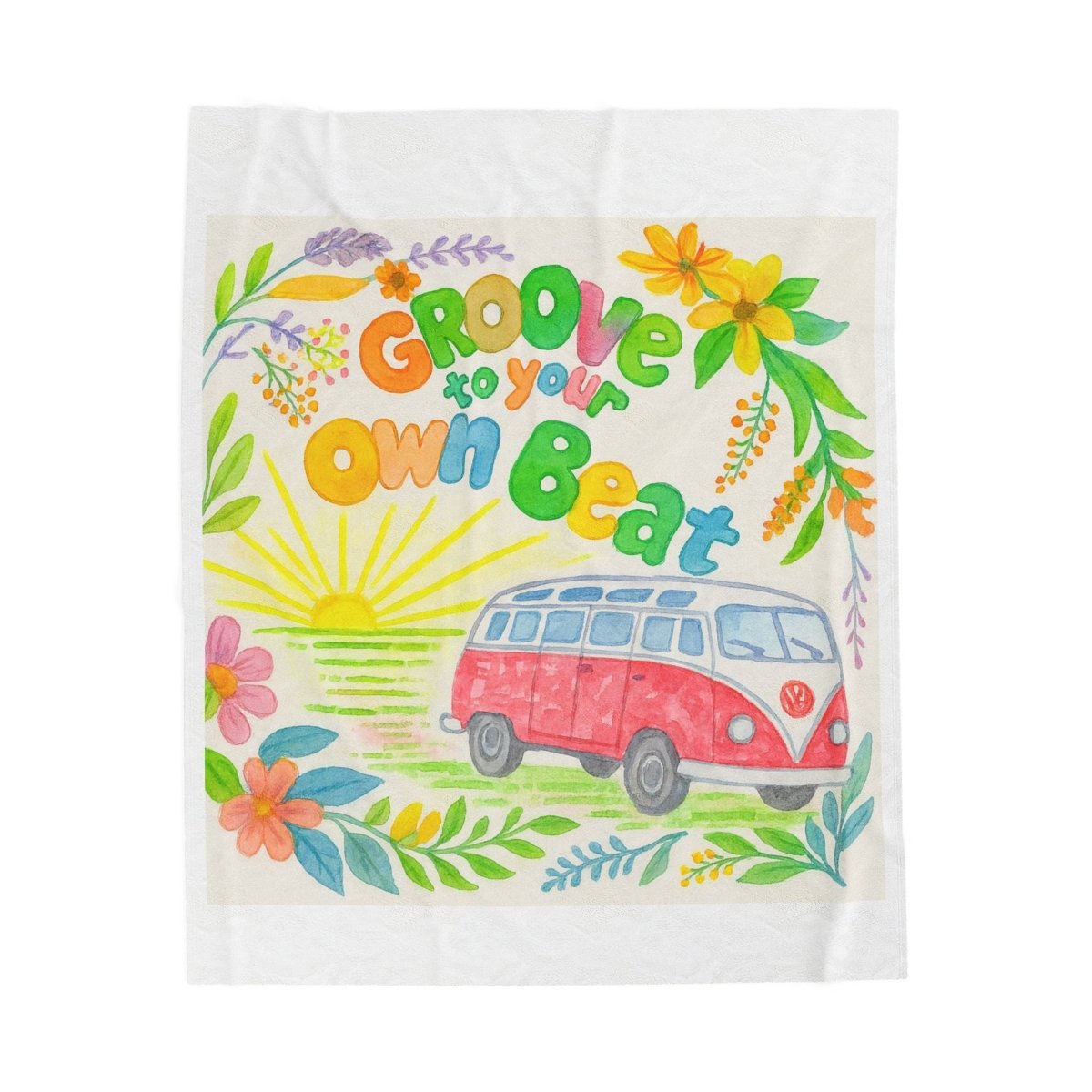 Groove to Your Own Beat Velveteen Plush Blanket – Cozy Floral Design for Relaxation and Travel - MoonShadow Creations