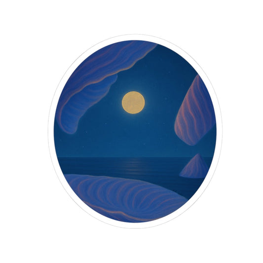 Moonlit Landscape Kiss - Cut Stickers | Serene Night Sky Decor - MoonShadow Creations