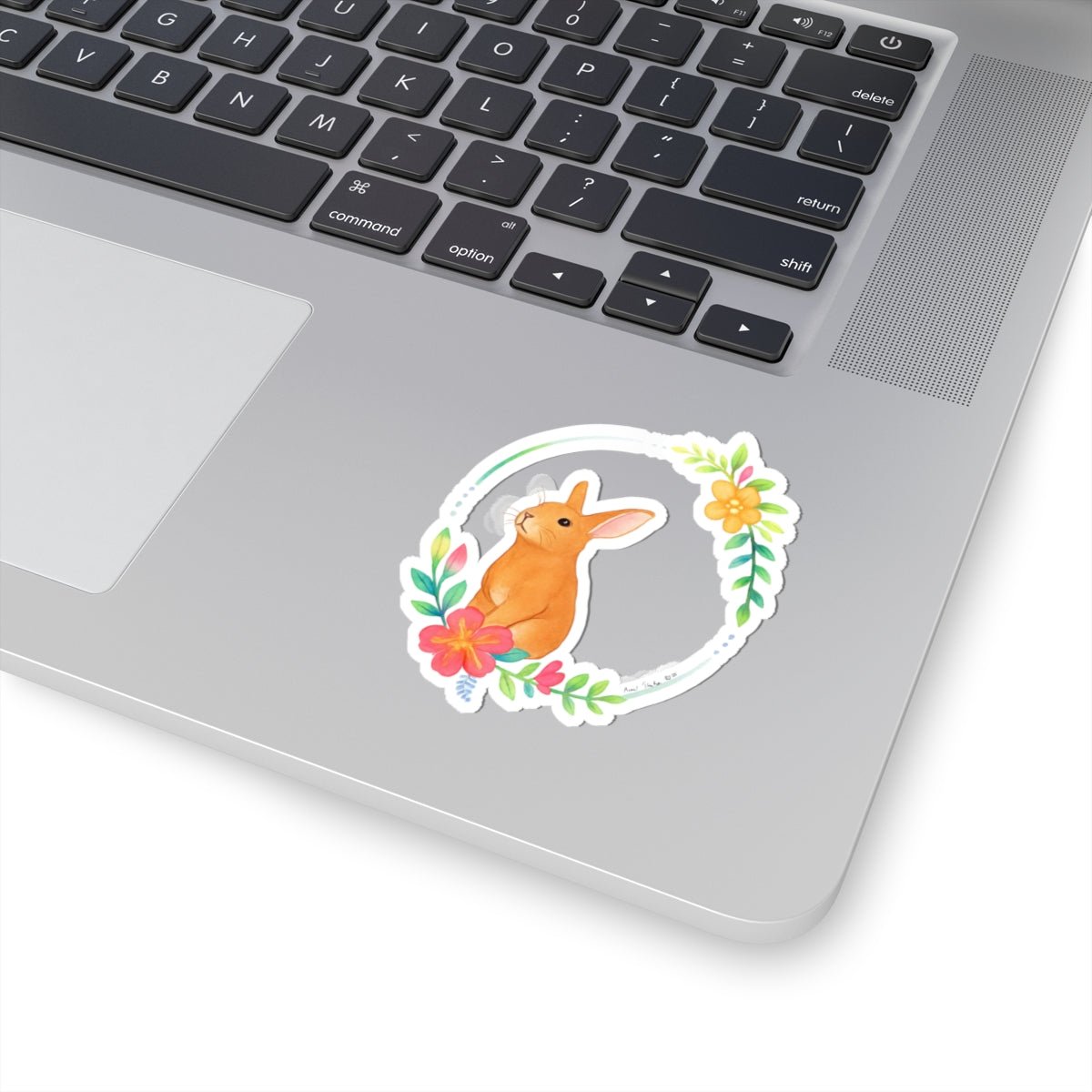 Cute Bunny Floral Kiss - Cut Stickers - Perfect for Spring Decor and Gifts - MoonShadow Creations