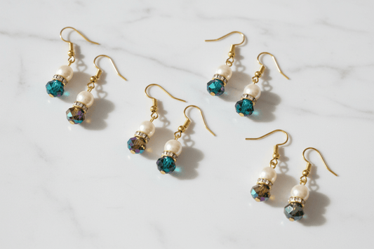 2 Bead Dangle Earrings (Pearl) Small - MoonShadow Creations