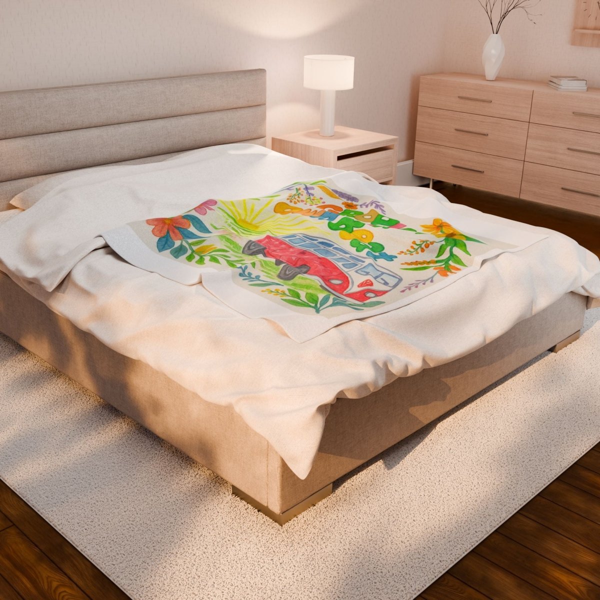Groove to Your Own Beat Velveteen Plush Blanket – Cozy Floral Design for Relaxation and Travel - MoonShadow Creations