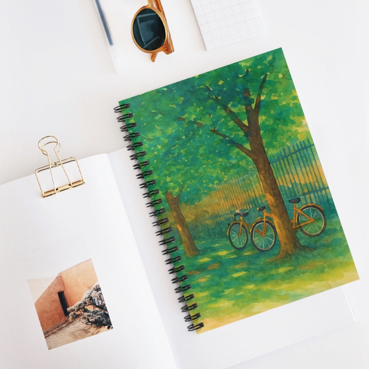 Scenic Bicycle Spiral Notebook - Ruled Line for Nature Lovers - MoonShadow Creations