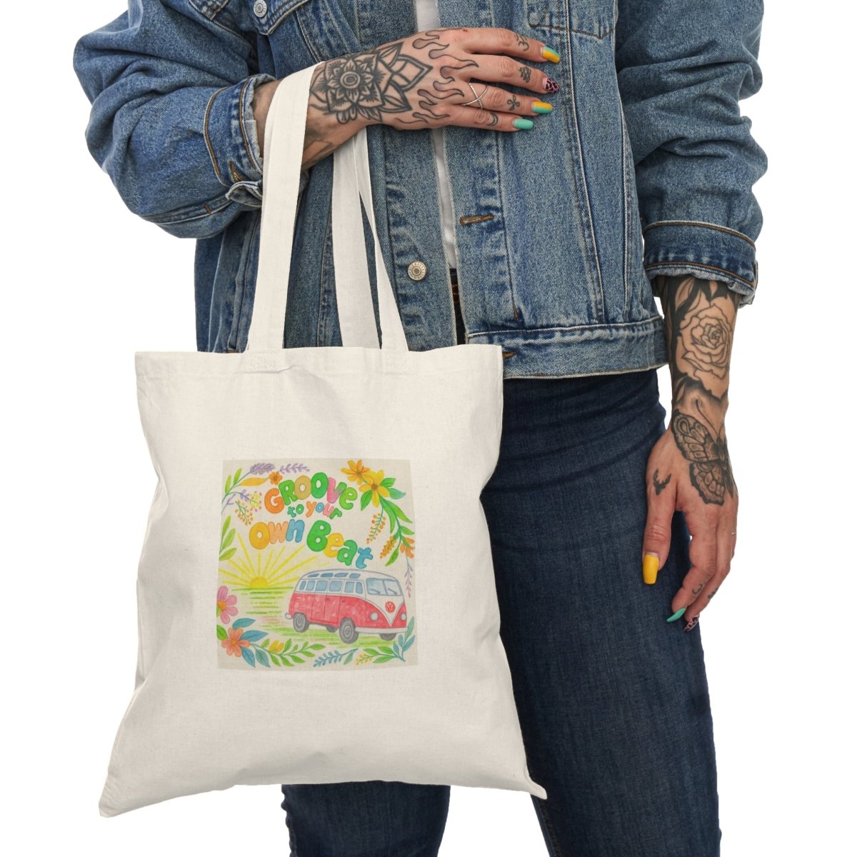 Groove To Your Own Beat Natural Tote Bag - Eco - Friendly Canvas Bag for Music Lovers - MoonShadow Creations