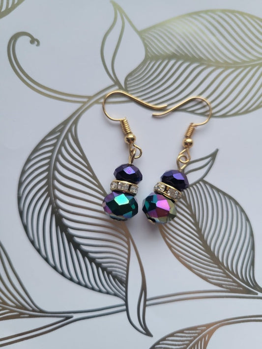 2 Bead Dangle Earrings (Purple) - MoonShadow Creations