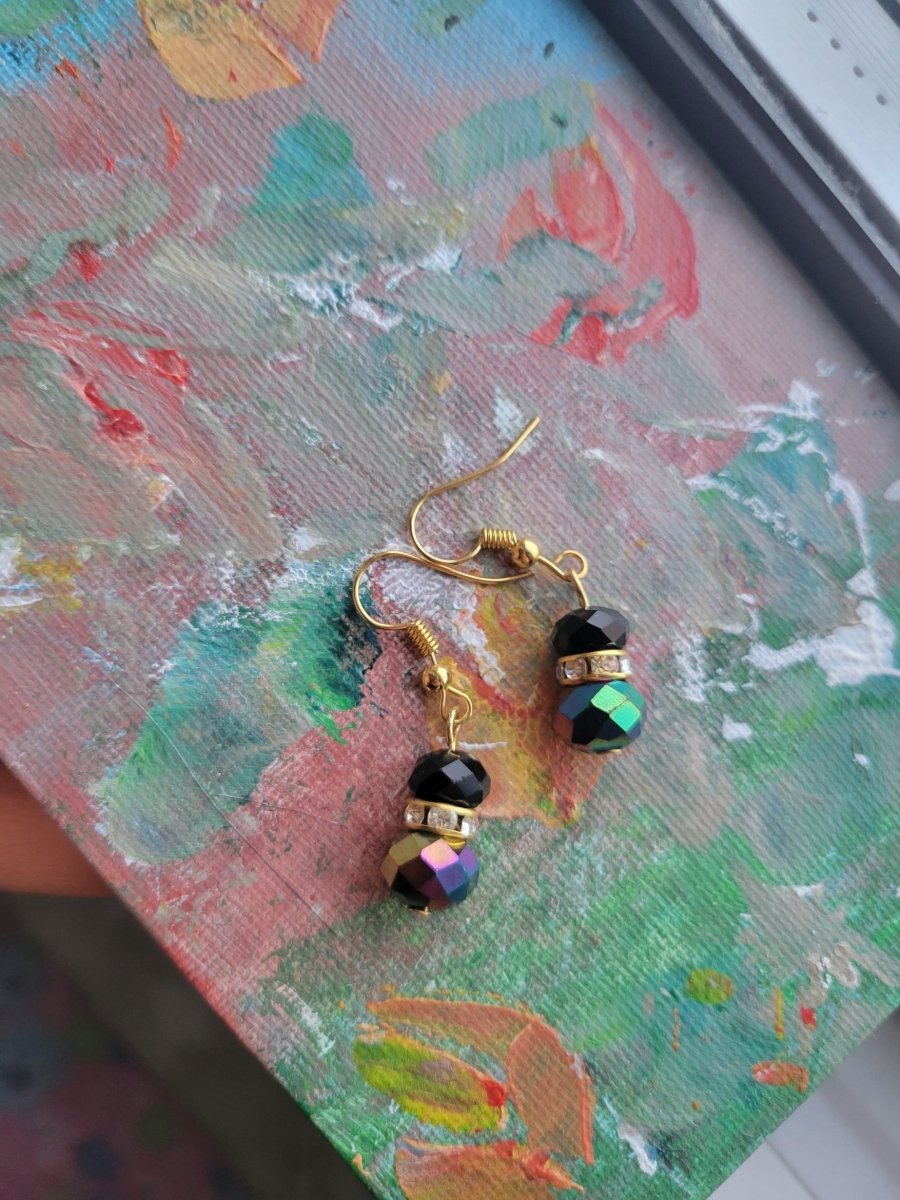 2 Bead Dangle Earrings (Black) - MoonShadow Creations