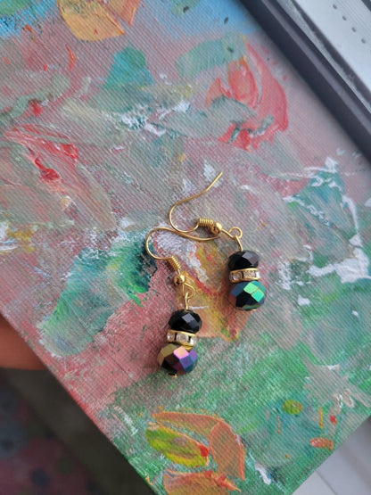 2 Bead Dangle Earrings (Black) - MoonShadow Creations