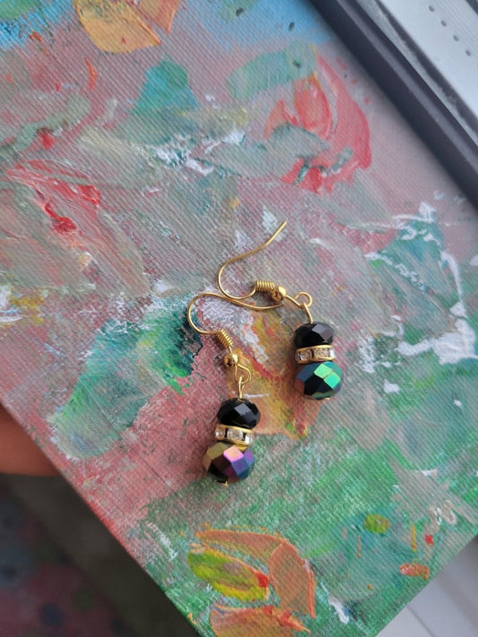 2 Bead Dangle Earrings (Black) - MoonShadow Creations
