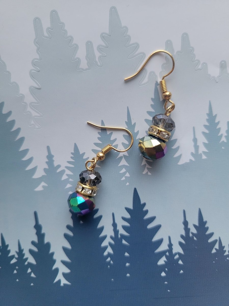 2 Bead Dangle Earrings (Gray) - MoonShadow Creations