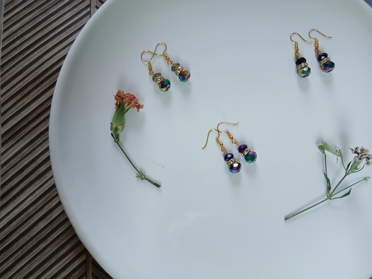 2 Bead Dangle Earrings (Purple) - MoonShadow Creations