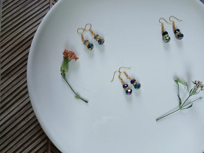 2 Bead Dangle Earrings (Purple) - MoonShadow Creations