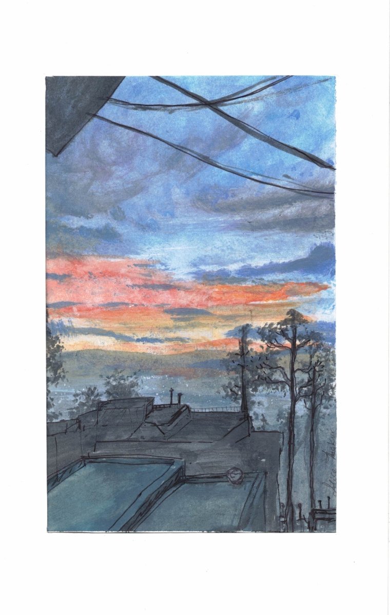 Crimson Sky For the Apple Of My Eye (Framed Original Work) - MoonShadow Creations
